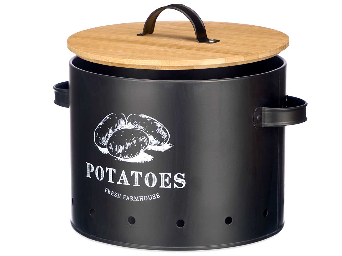 BOITE DE RANGEMENT POMME DE TERRE METAL ET BAMBOU