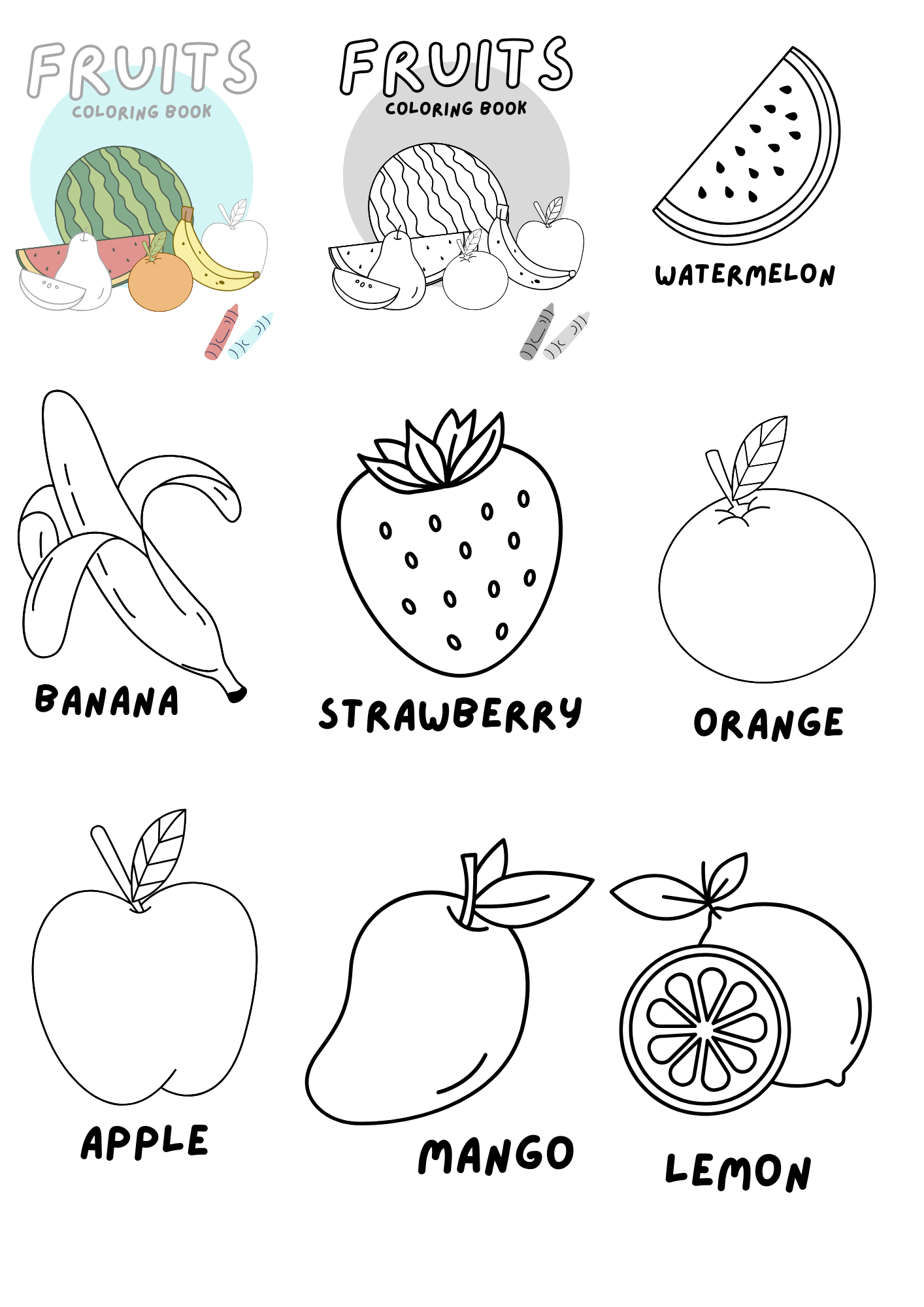 Coloriage Fruits – Apprendre l’anglais en s’amusant