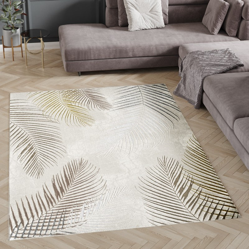 Tapis feuille crème doré argenté cuivré – création