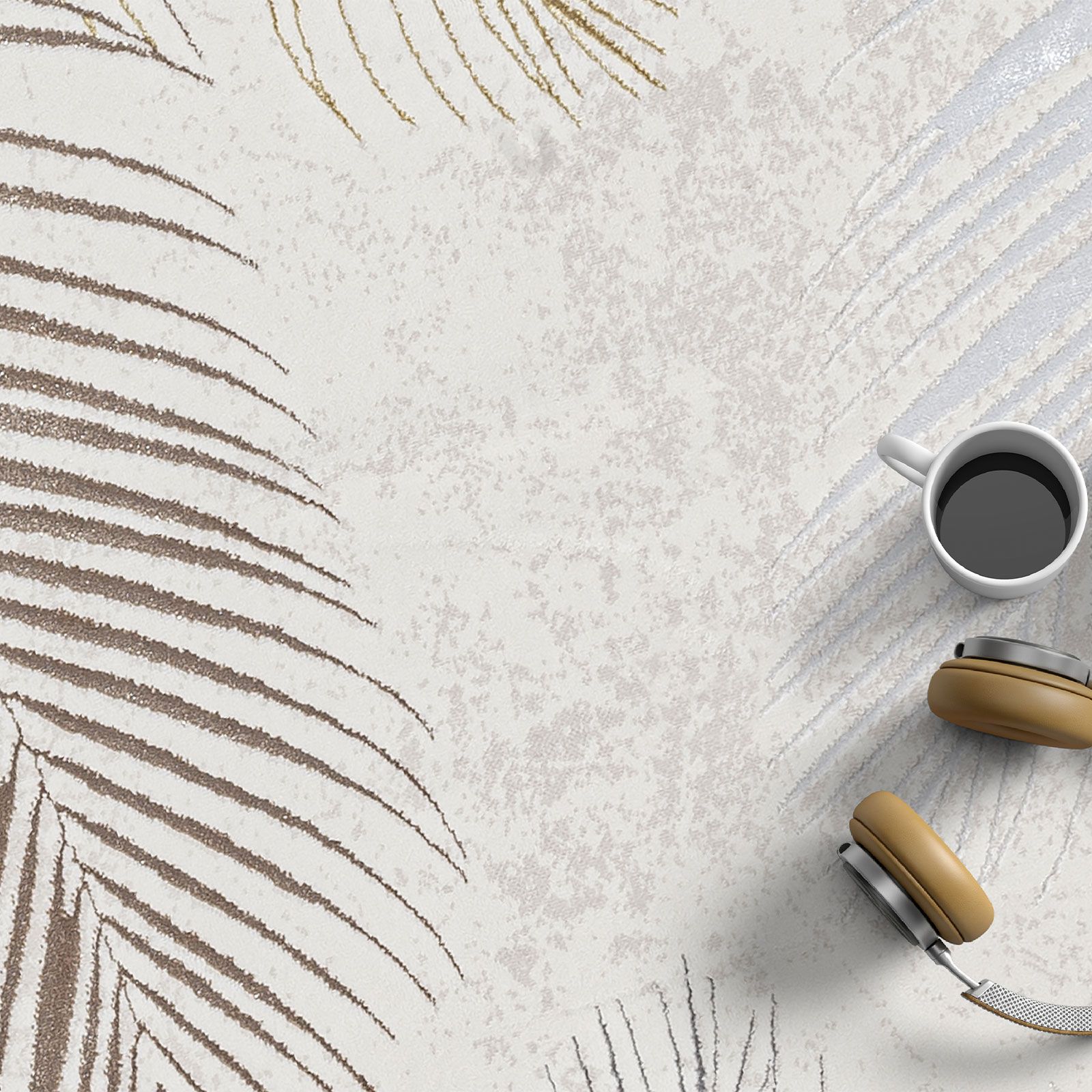 Tapis feuille crème doré argenté cuivré – création