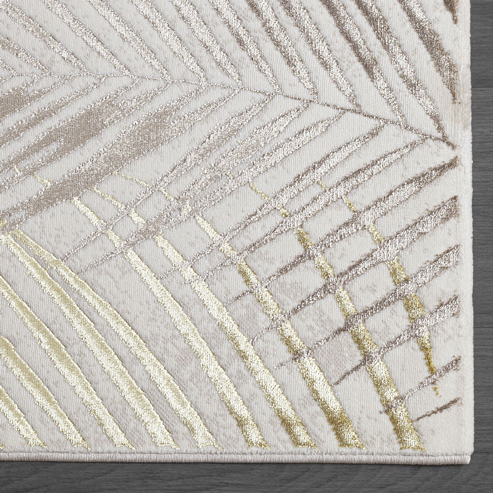 Tapis feuille crème doré argenté cuivré – création