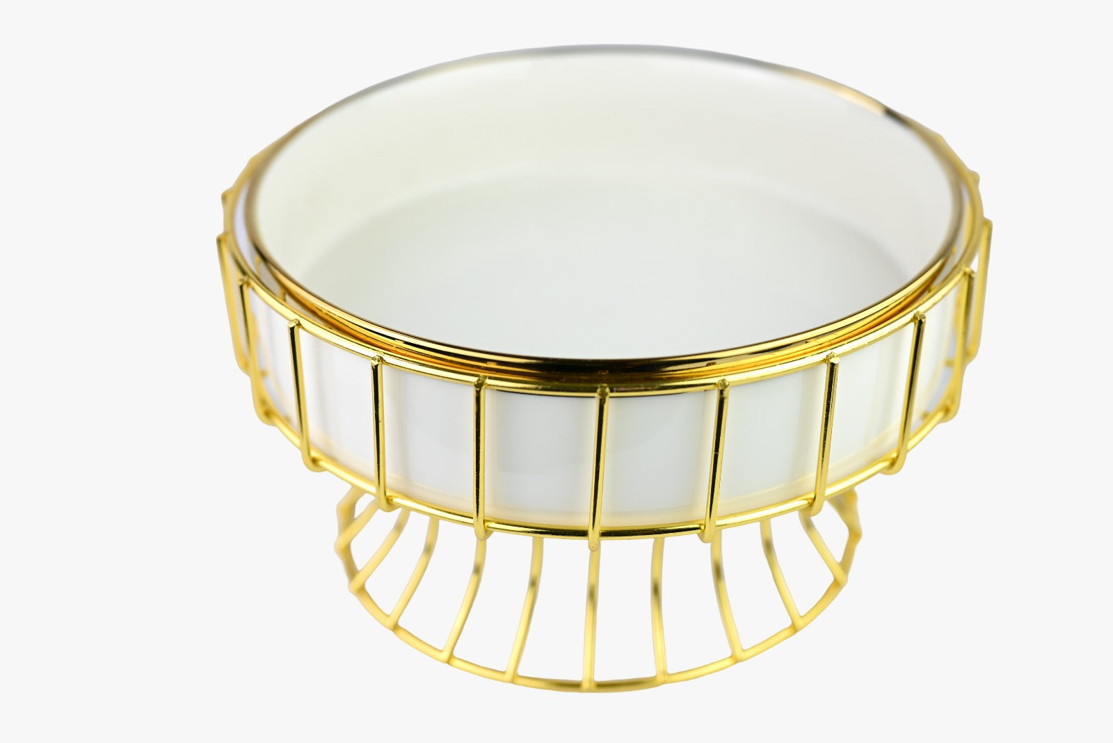 Plateau en porcelaine blanche avec cadre en fil doré