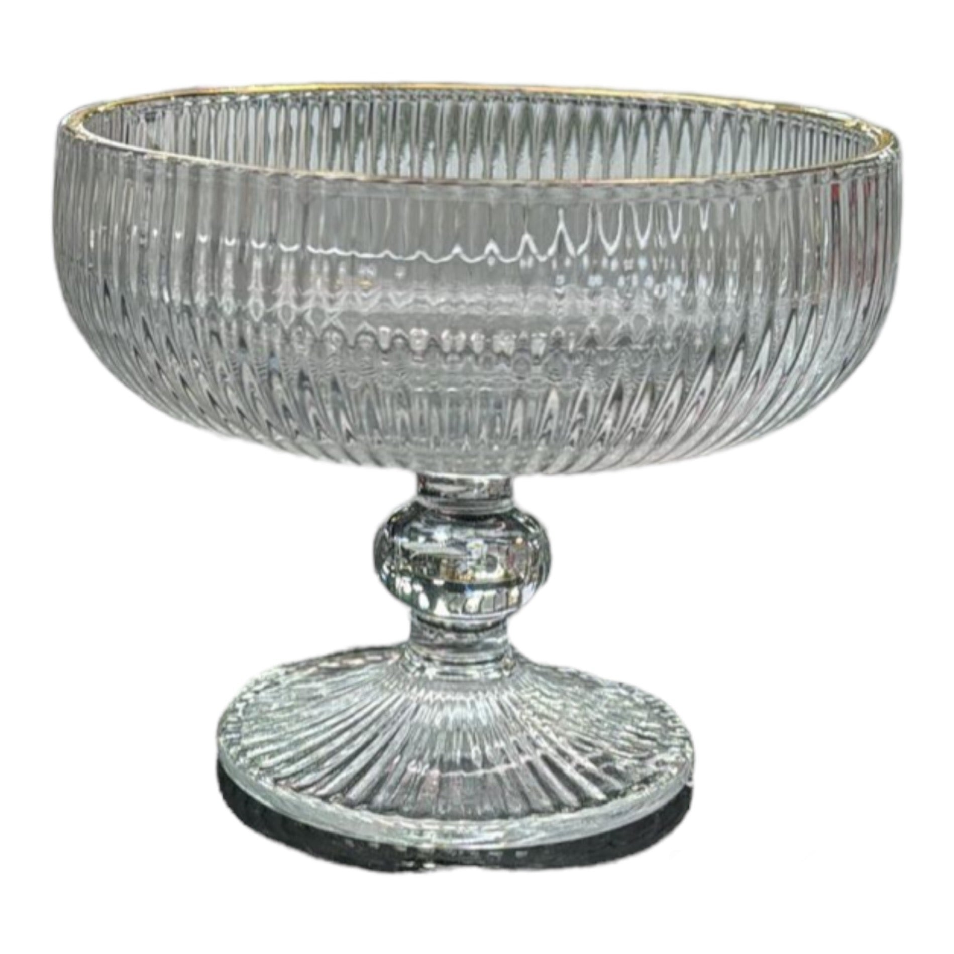 Set  6 coupes à glace verre strie lisere doré D 11,5cm