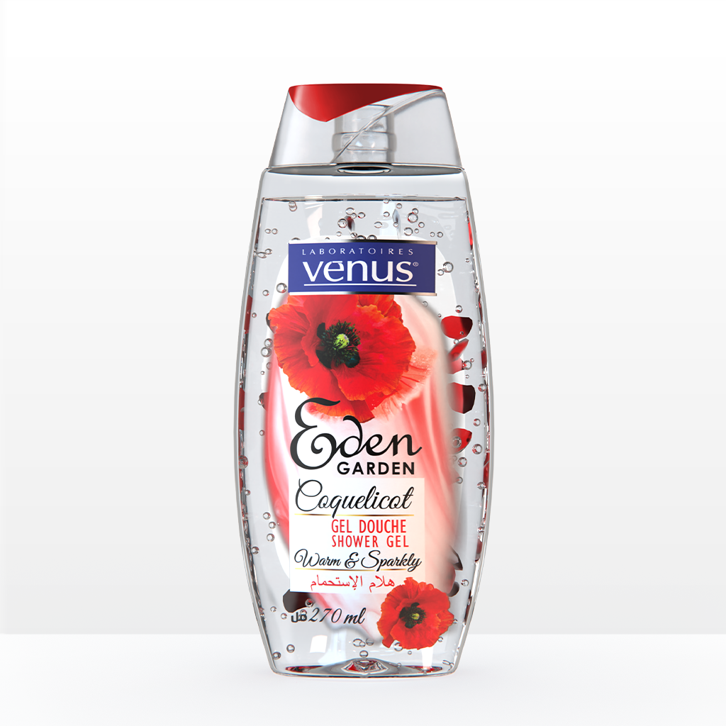 GEL DOUCHE AUX PETALES DE ROSES –EDEN GARDEN– COQUELICOT
