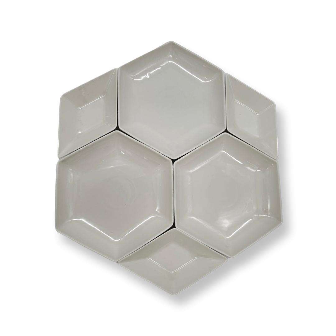 Plateau de service hexagonale avec bols amovibles