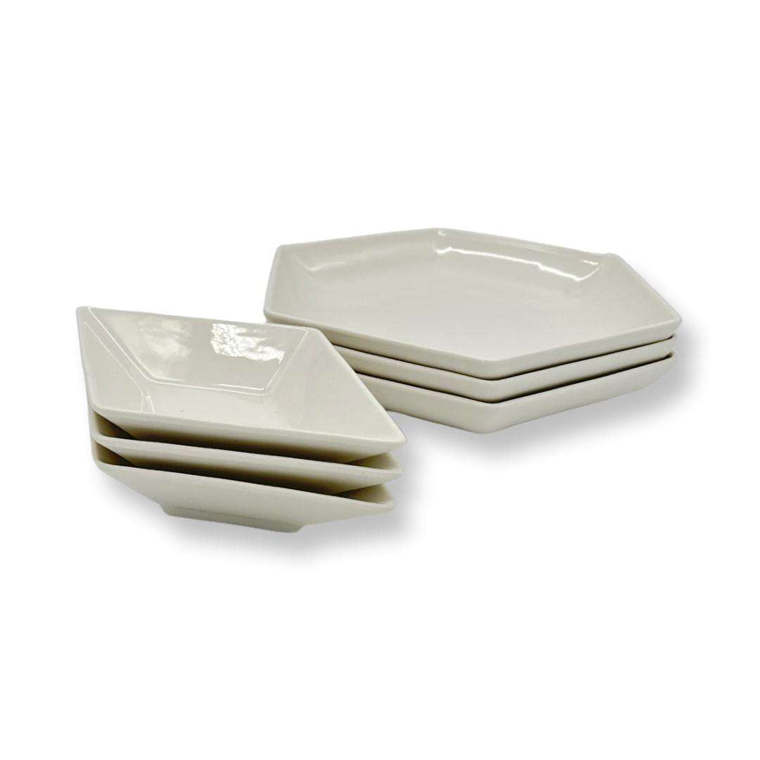 ensemble apéritif  6 assiettes en porcelaine