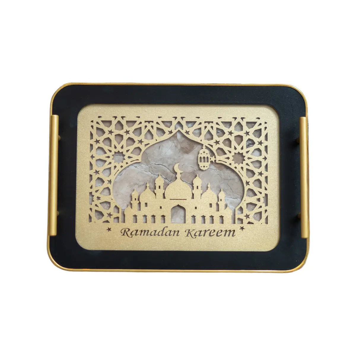 Plateaux noir et doré Ramadan X2