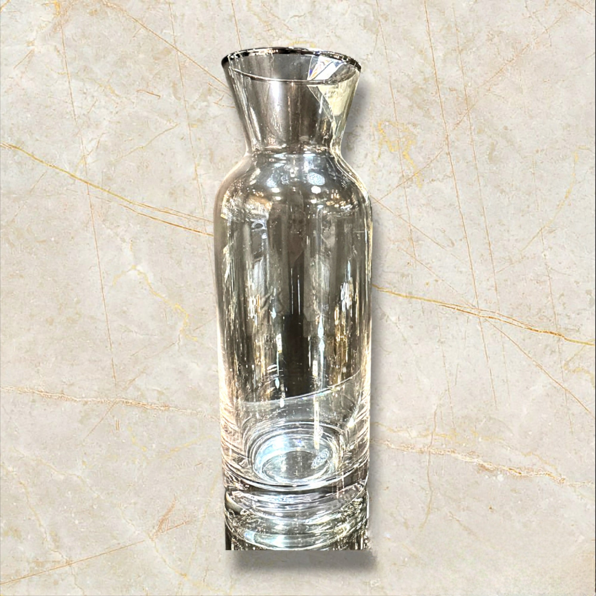 Mini Carafe à jus en verre transparent liseré argenté