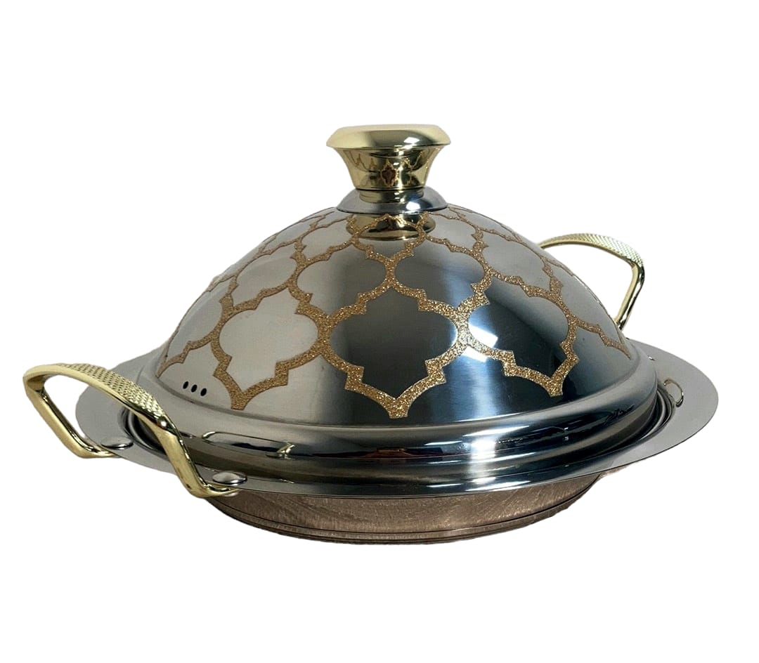 Tajine en inox motifs dorés 34cm  - Induction