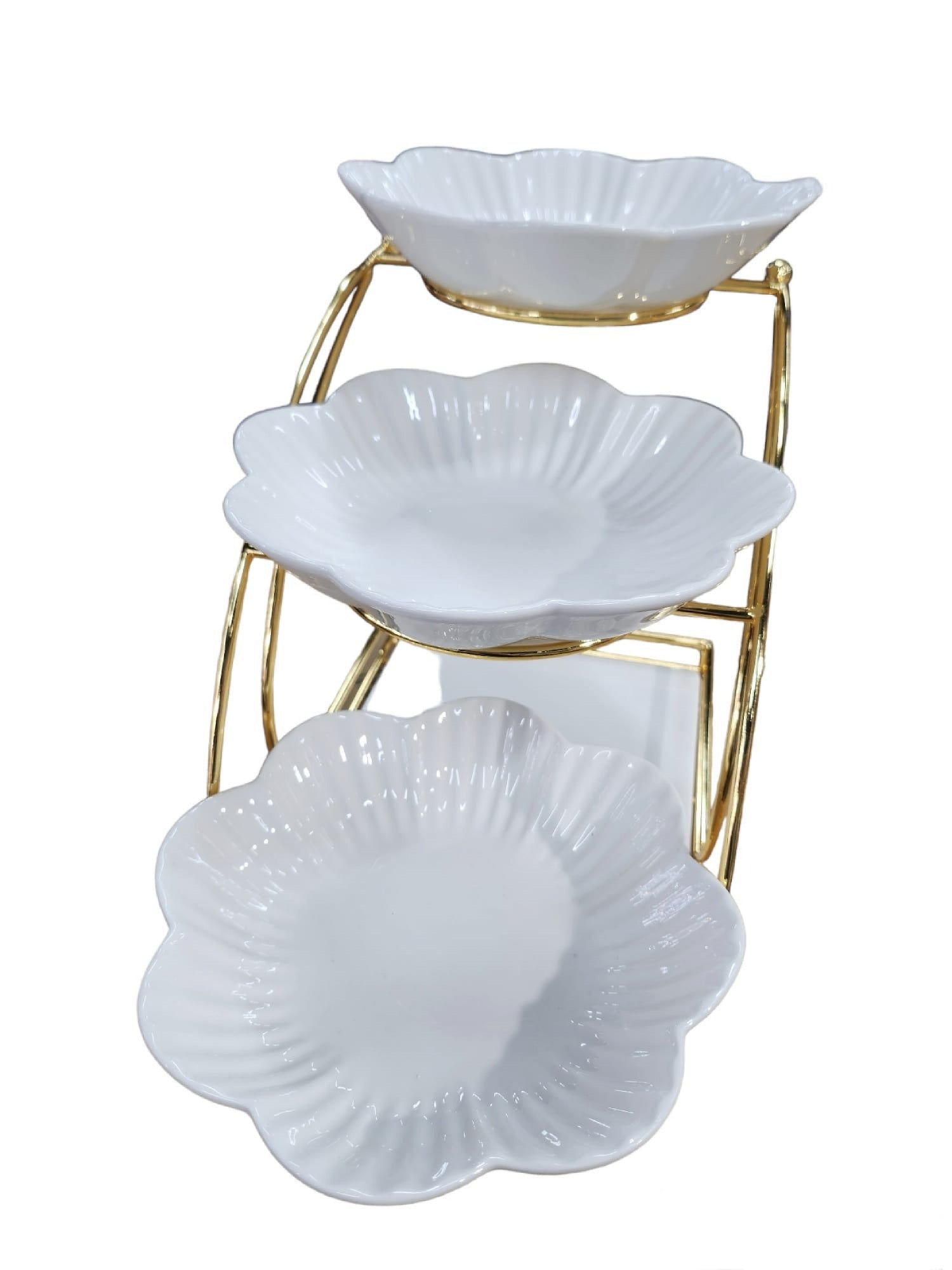 Présentoir 3 niveaux en porcelaine ( support à gateau)