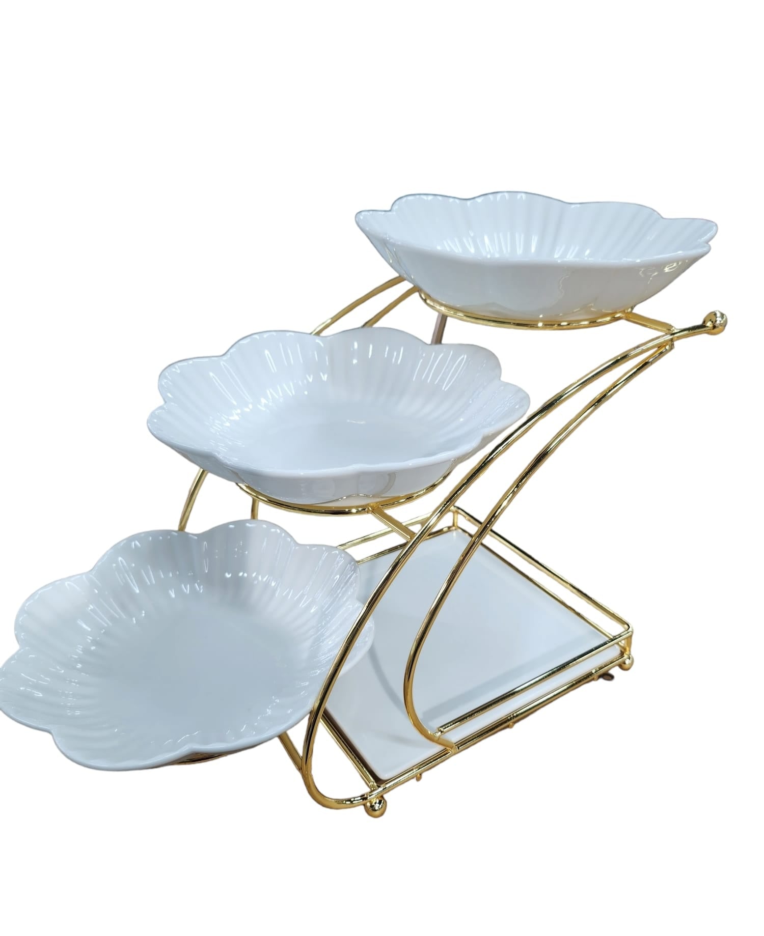 Présentoir 3 niveaux en porcelaine ( support à gateau)