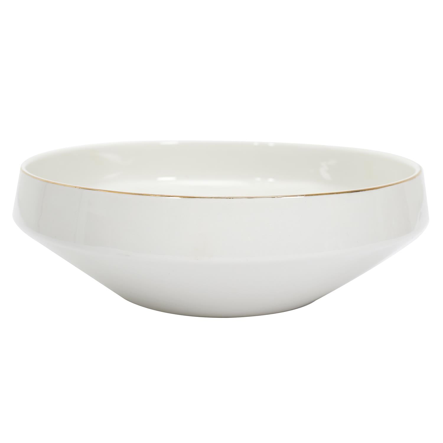 SALADIER EN PORCELAINE LISERE DORE D25CM