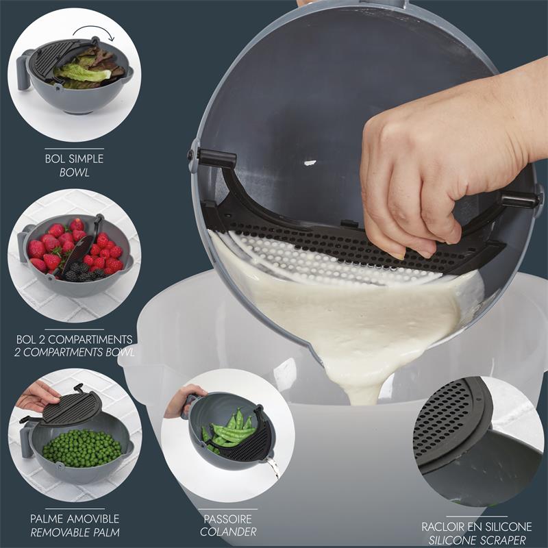 BOL MULTIFONCTION SPATULE PASSOIRE INTEGREES