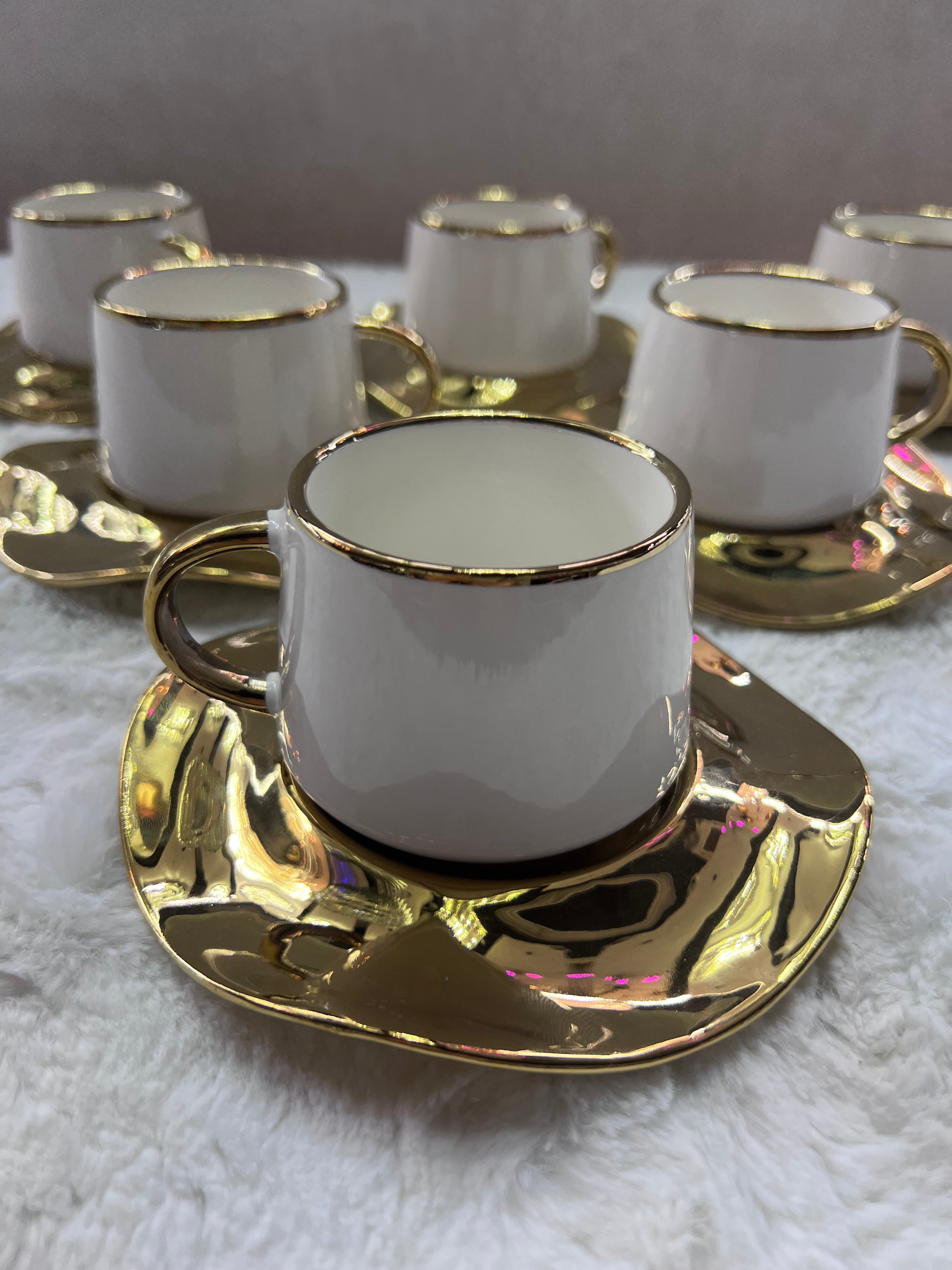 Tasses à café au lait dorée lot de 6