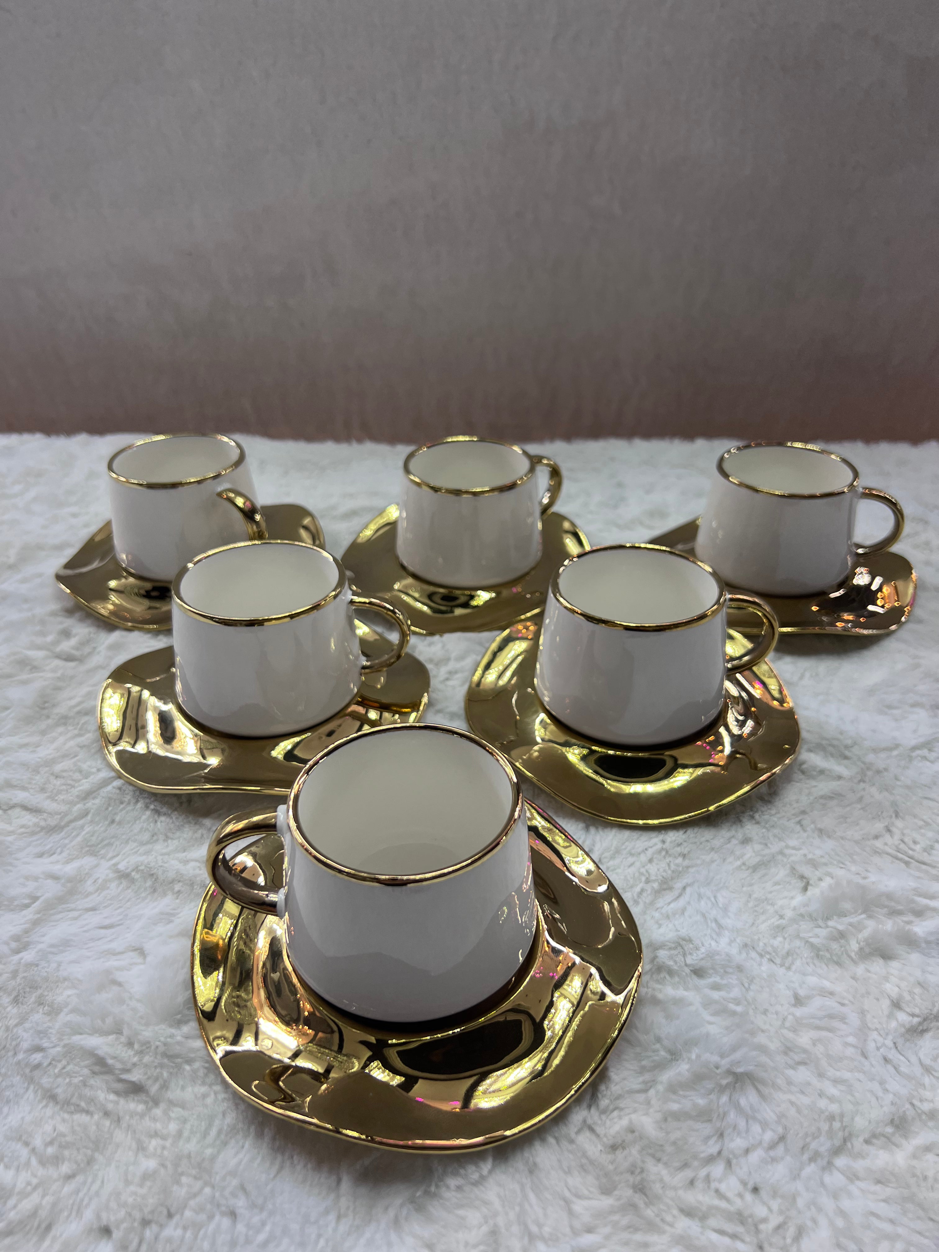 Tasses à café au lait dorée lot de 6
