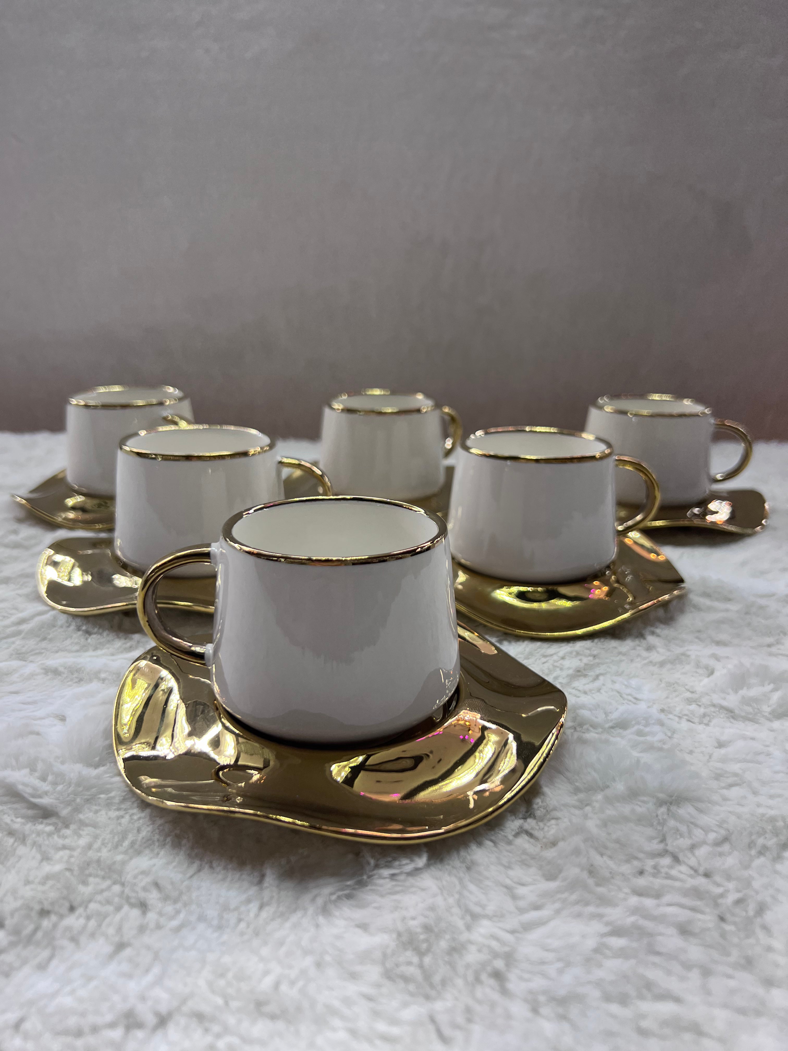 Tasses à café au lait dorée lot de 6