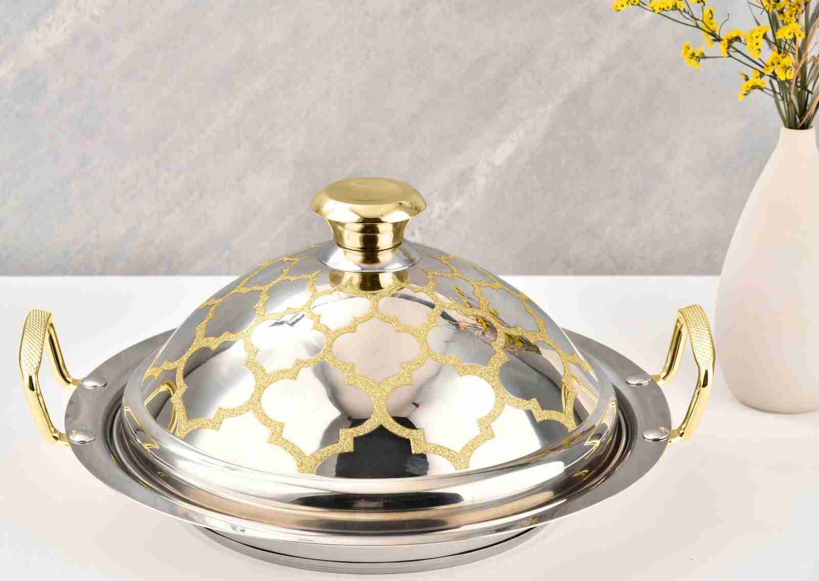 Tajine en inox motifs dorés 34cm  - Induction